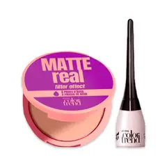 AVON - KIT x2 Color Trend Polvo Compacto MEDIO Con Espejo con Del Liquido Negro