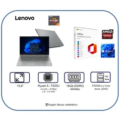 LENOVO - Laptop Ryzen 5 16Gb RAM DDR5 512Gb Almacenamiento Windows 11 pro M.office 2024