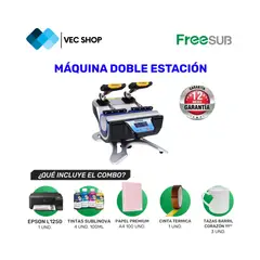 GENERICO - Maquina de Sublimación Doble Estación Sublimadora Freesub + Combo