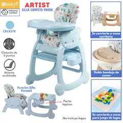 EBABY - Silla de Comer Carpeta Artist Celeste-