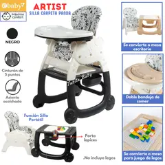 EBABY - Silla de Comer Carpeta Artist Negro-