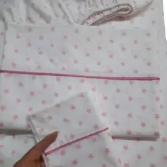 GENERICO - Sabanas de cuna - 3 piezas -Diseño estrellitas Rosada -Niña