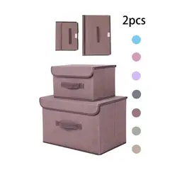 GENERICO - Pack de 2 Cajas de Almacenamiento de Tela Plegable con Tapa