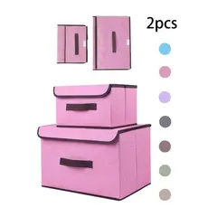 GENERICO - Pack de 2 Cajas de Almacenamiento de Tela Plegable con Tapa
