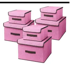 GENERICO - Pack de 6 Cajas de Almacenamiento de Tela Plegable con Tapa