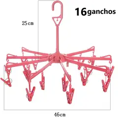 GENERICO - Colgador perchero de ropa con 16 ganchos ROSA