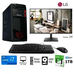 INTEL - Computadora PC Core i7 RAM 16GB, Disco HDD 1TB+SSD 1TB, Monitor 24 LG