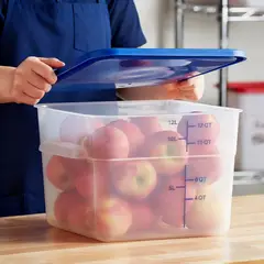 TIGERBEE - 12 Qt Contenedor Hermético de Polipropileno ​​Traslúcido​​ para Alimentos​,Tapa azul,Forma Cuadrado