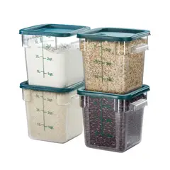 TIGERBEE - 4 Qt Contenedor Hermético de Policarbonato​​​​Transparente​​ para Alimentos​，Tapa verde，Forma Cuadrado