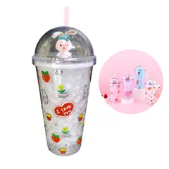 ELMEJORPRECIO - Vaso Tomatodo 450ml Con Luces Y Diseño De Conejo Blanco