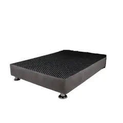 MUEBLES MACRUMO - Box Tarima reforzado y acolchado 1.5 Plz - Gris Oscuro / Patas Instaladas