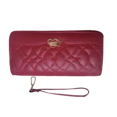 GENERICO - Billetera de cuero sintético con doble cierre dorado