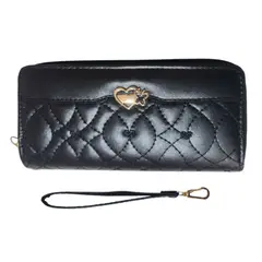 GENERICO - Billetera de cuero sintético con doble cierre dorado