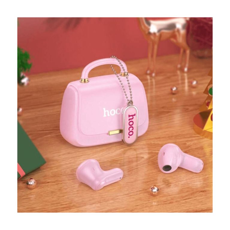 Audífonos Bluetooth con Estuche Tipo Bolso ROSADO