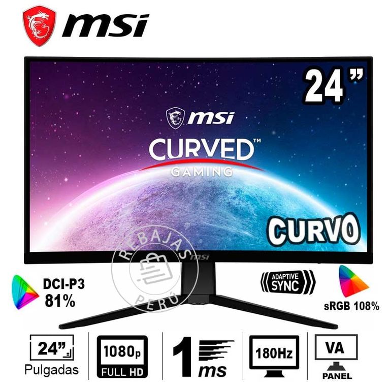 Monitor Curvo G2422C 24 FHD 180Hz 1ms Adaptive Sync VA