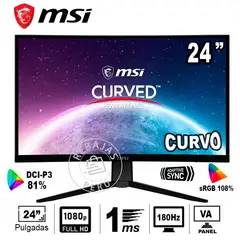 MSI - Monitor Curvo G2422C 24 FHD 180Hz 1ms Adaptive Sync VA