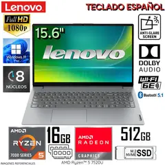 LENOVO - Laptop V15 G4 AMN AMD Ryzen 5 7520U 16GB RAM 512GB SSD 15.6 Pulg. FHD 82YU00XYLM
