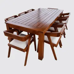 GENERICO - JUEGO DE COMEDOR DE TERRAZA EMMA MARFIL 8 SILLAS