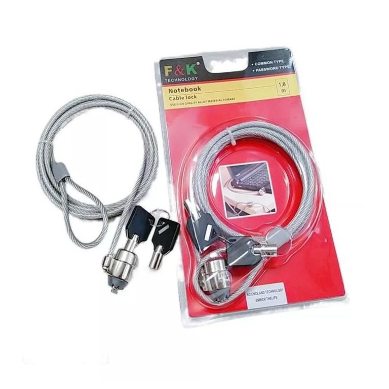 CABLE DE SEGURIDAD PARA LAPTOP CON LLAVE - 180CM