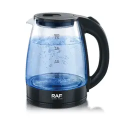 RAFF - HERVIDOR ELÉCTRICO VIDRIO TRANSPARENTE 2L LUZ LED NEGRO