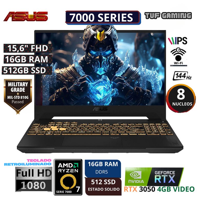 TUF GAMING FA506NCR-HN005W AMD RYZEN 7-7435HS 16GB 512SSD 4GB VIDEO RTX 3050 15.6 FHD WIN 11