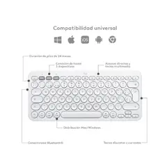 LOGITECH - Teclados Pebble 2 K380S Bluetooth/wireless SP Blanco