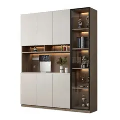 GENERICO - Vitrina Patricia Moderna Iluminada - Marrón y Capri