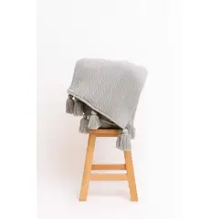 GENERICO - Manta Trenzas XL Plomo Plata + Borlas - Nórdico 200x150 cm