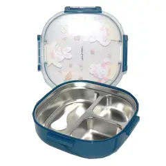 GENERICO - Taper fiambrero 3 compartimientos con cuchara y tapa Azul