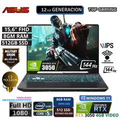 ASUS - LAPTOP TUF GAMING F15 FX507ZC4-HN005W INTEL CORE I5 12 NUCLEOS 8GB RAM 512GB SSD RTX3050
