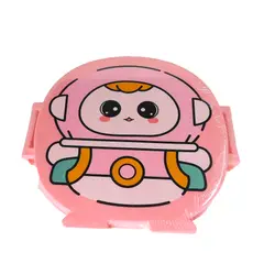 GENERICO - Taper 3 compartimentos con tapa y cubiertos Rosa