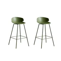 DECORPLAS - Set X 2 Banco De Bar Alto Venecia Fijo Verde Oscuro