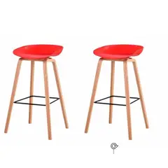 DECORPLAS - Set x 2 Banco Alto de Bar Aruba Fijo Color Rojo