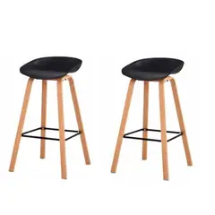 DECORPLAS - Set x 2 Banco Alto de Bar Aruba Fijo Color Negro
