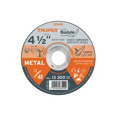 TRUPER - Disco Tipo 41 de 4-1/2" x 1 mm corte fino de metal, Sable