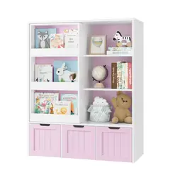 GENERICO - Estante Organizador Librero Infantil Cassiel Blanco y Rosa Petrox Home