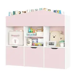 GENERICO - Estante Librero Organizador Miranda Blanco y Rosado Petrox Home