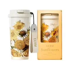 GERM - Vaso Térmico De Acero Inox Girasoles 500ml / 19.6 Oz