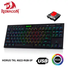 REDRAGON - Teclado Mecánico HORUS TKL K622-RGB-SP BLACK Cableado
