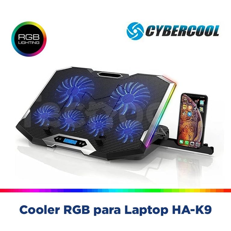 Cooler para Laptop 6 Ventiladores Gamer Enfriamiento de Notebook 17"