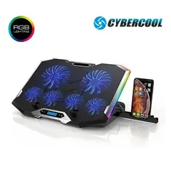 CYBERCOOL - Cooler Laptop 6 Ventiladores Gamer con Soporte para Smartphone HA-K9