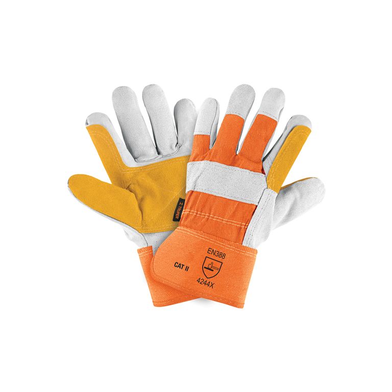 Guantes de carnaza y loneta con refuerzo unitalla