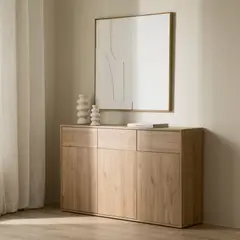 ULTRA - Aparador Lohan 3 Puertas 3 Cajones Moderno Color Roble 140x35x85cm