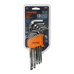 TRUPER - Llaves Allen Milimétricas Xlargas Punta De Bola 13pzs
