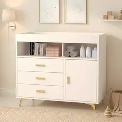 GENERICO - Cómoda Cambiador Para Bebé Amalia 3 Cajones Blanco 120 cm Huk