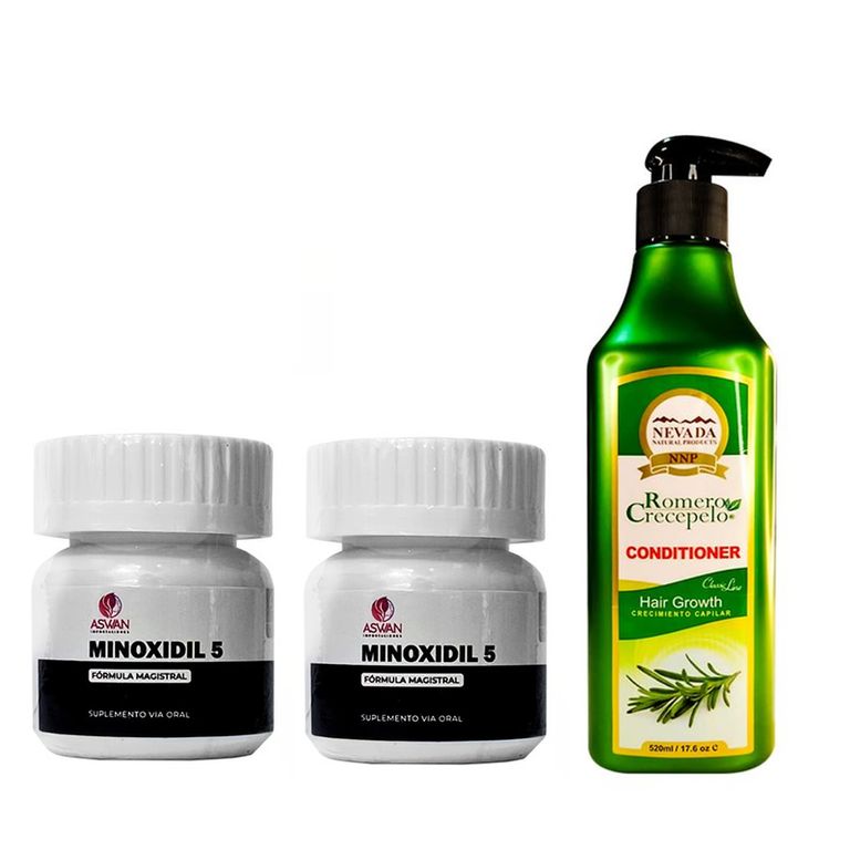 2 MINOXIDIL 5MG CAPS 60 + SHAMPOO ROMERO CRECEPELO 520ML