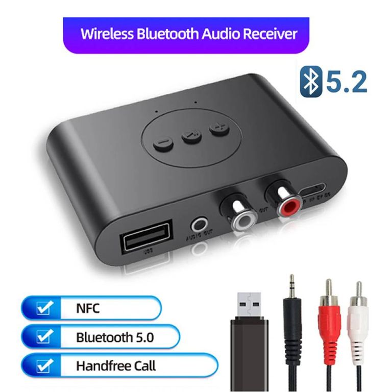 Bluetooth 5.2 Receptor Inalambrico Rca Aux Parlante Audífono Equipo