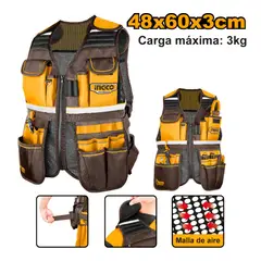 INGCO TOOLS - CHALECO PORTA HERRAMIENTAS INGCO 17 BOLSILLOS 3KG HTVT09028