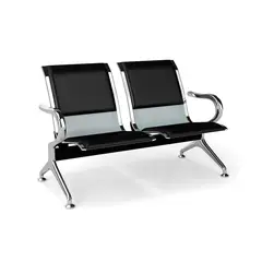 OFIDEAS - Butaca De Espera Negro 2 Cuerpos-Tandem Aeropuerto Semi Tapiz