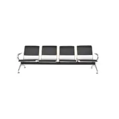 OFIDEAS - Butaca De Espera Negro 4 Cuerpos-Tandem Aeropuerto Semi Tapiz